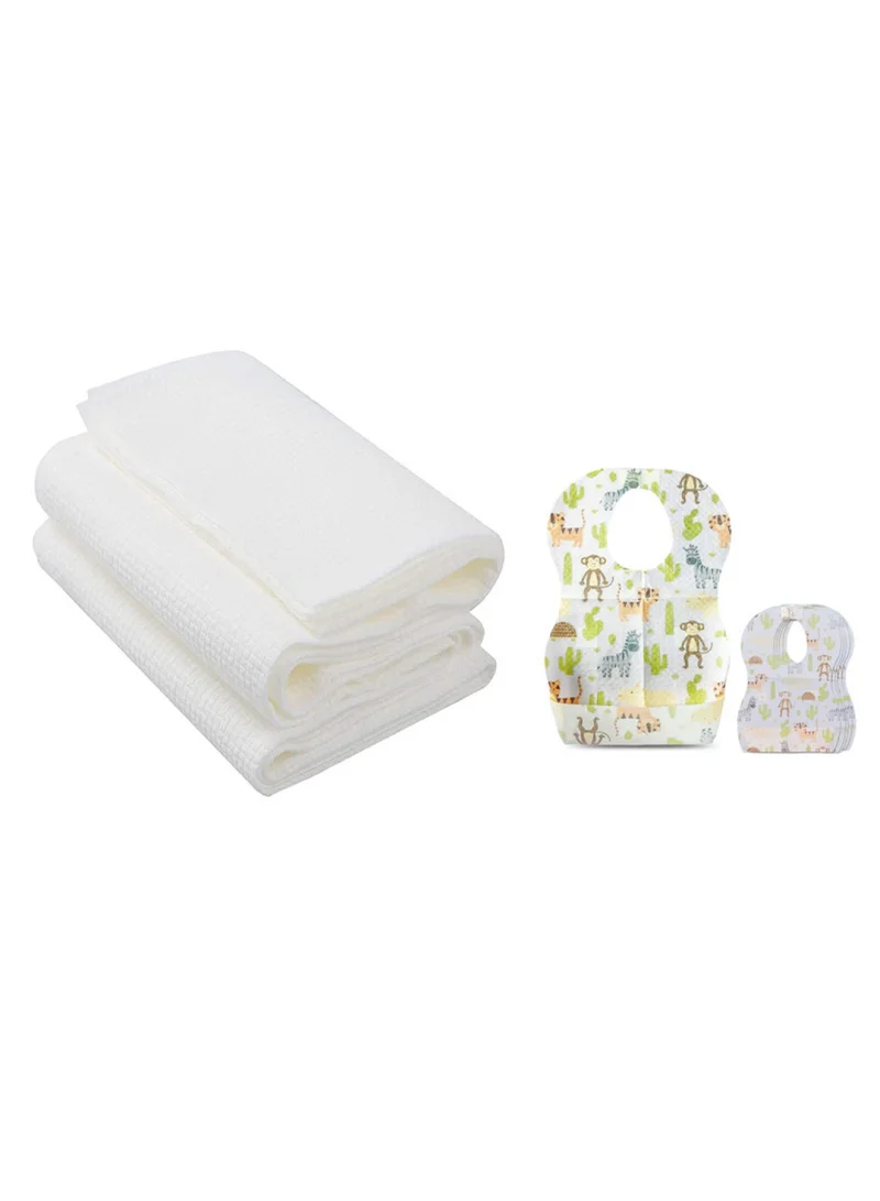 ستار بيبيز Combo Pack Disposable Bibs Pack Of 15 With Disposable Towel Pack Of 3 Animal